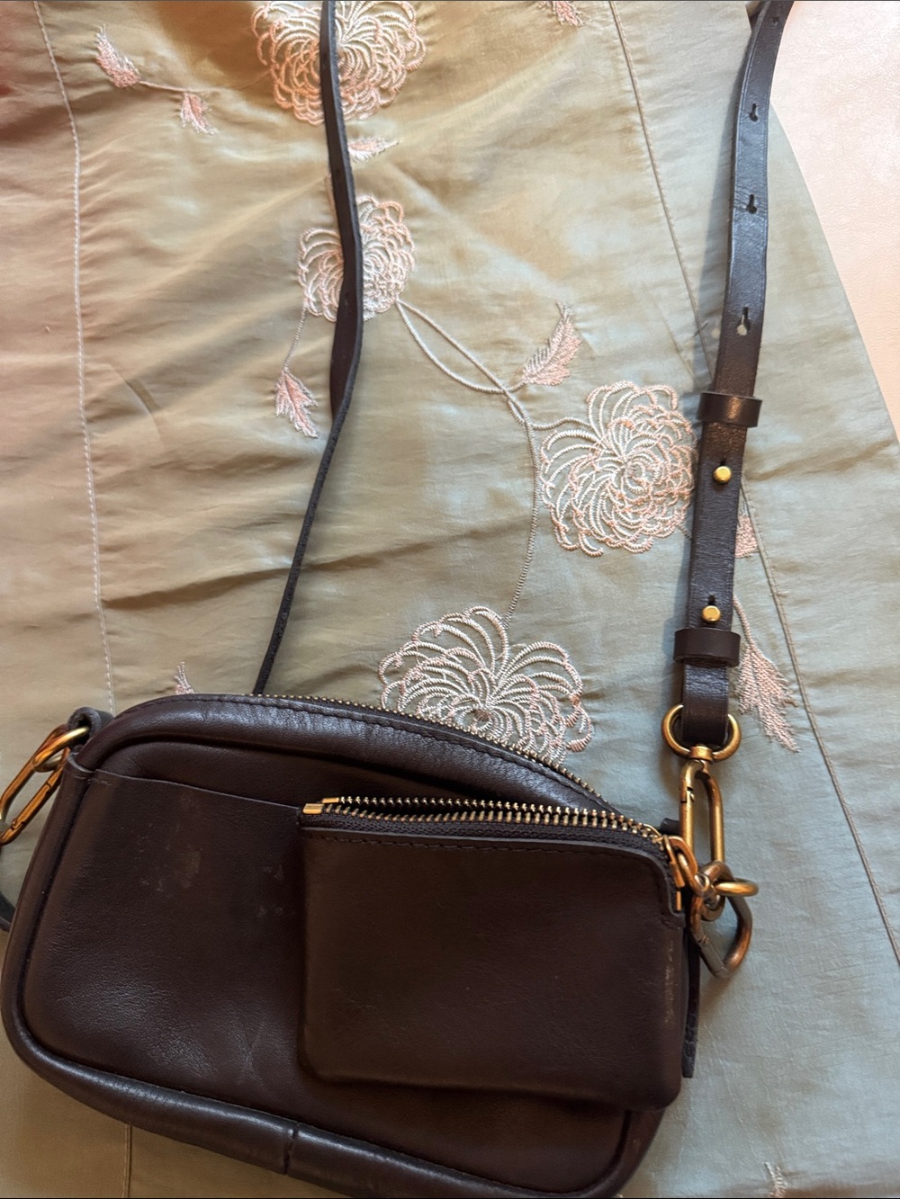 Madewell Black Leather Crossbody with Front Pouch